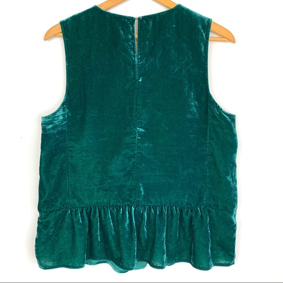 J.crew Blouse Top Size 12 Green Crushed Velvet 12 - Picture 6 of 8